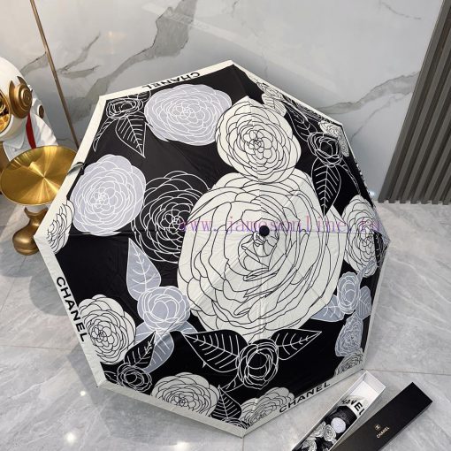 CHANEL Camellia 2024 New Triple Fold Automatic Folding Umbrella with Exquisite Craftsmanshipuxjqpclj - Image 9