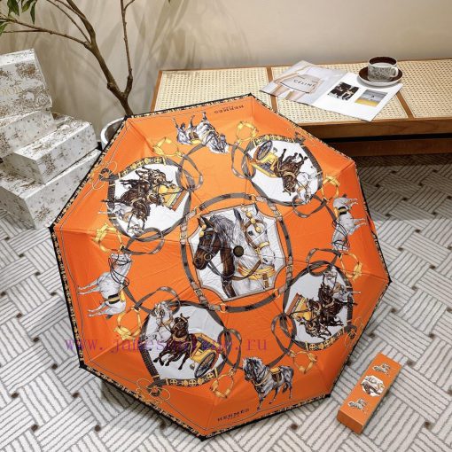 Hermes 2024 new five fold hand-held umbrella with new coating technology, dark umbrella surfrt5l5boq - Image 9