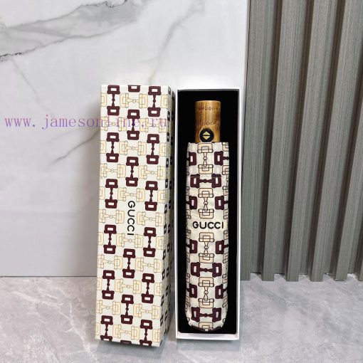 GUCCI Wooden Handle 2024 Summer New Fully Automatic Folding Sunny UmbrellaBlack coating sunsh3ll7hjk - Image 2