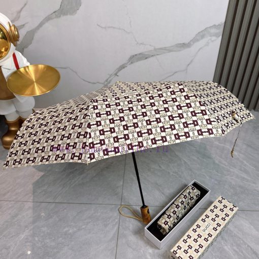 GUCCI Wooden Handle 2024 Summer New Fully Automatic Folding Sunny UmbrellaBlack coating sunsh3ll7hjk - Image 9
