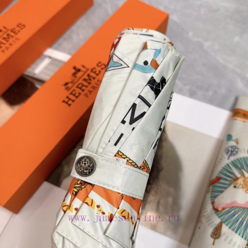 Hermes Crown Warrior 2024 Summer New Fully Automatic Folding UmbrellaBlack coating sunscreen6wge5p1v - Image 3