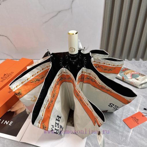 Hermes Crown Warrior 2024 Summer New Fully Automatic Folding UmbrellaBlack coating sunscreen6wge5p1v - Image 6