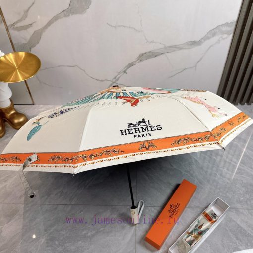 Hermes Crown Warrior 2024 Summer New Fully Automatic Folding UmbrellaBlack coating sunscreen6wge5p1v - Image 9