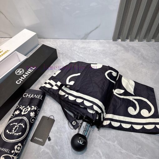 CHANEL Classic 2024 Summer New Fully Automatic Folding UmbrellaBlack coating sunscreen effecqp0uchhp - Image 6