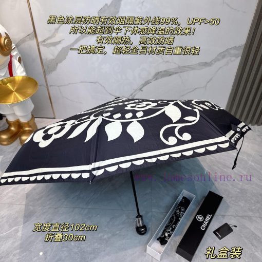 CHANEL Classic 2024 Summer New Fully Automatic Folding UmbrellaBlack coating sunscreen effecqp0uchhp - Image 9