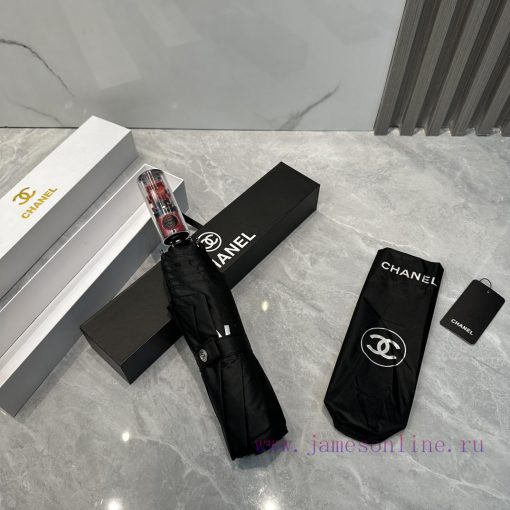 CHANEL Transparent Umbrella Handle 2024 Summer New Fully Automatic Folding Sunny UmbrellaBla9a1eggjm - Image 3