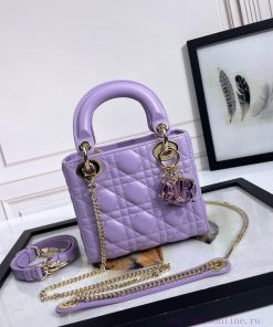 𝐃𝐢𝐨𝐫  𝐋𝐚𝐝𝐲 Sheep Tendon Velvet Leather Spring Core U-buckle3 Grid Sheepskin Purple/Linlang Buck big641y2