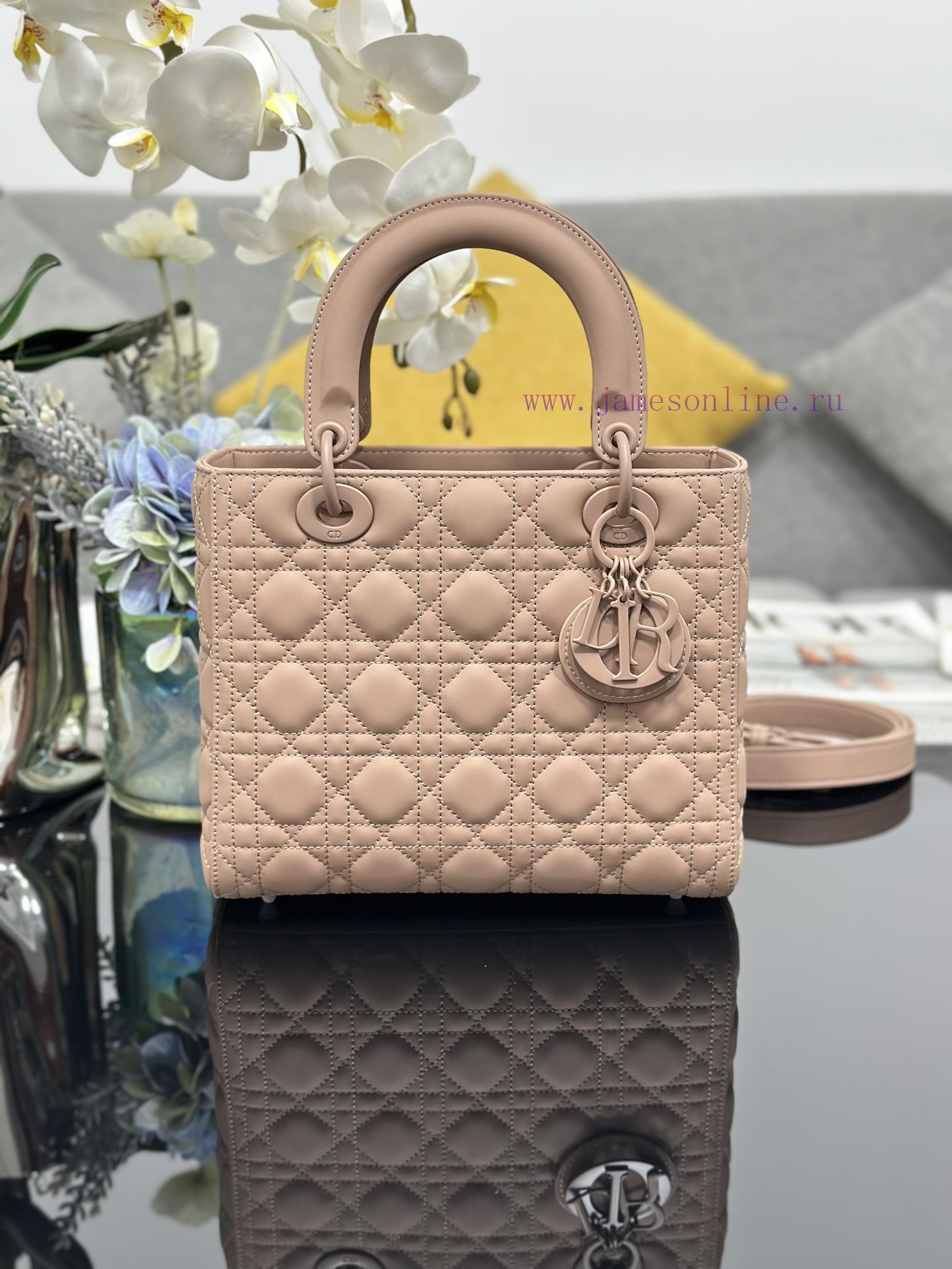 Lady Dior Five Grid Frosted Rattan Grain Cowhide Flip Style Handbag Paired With Shoulder Straps rt61jjva