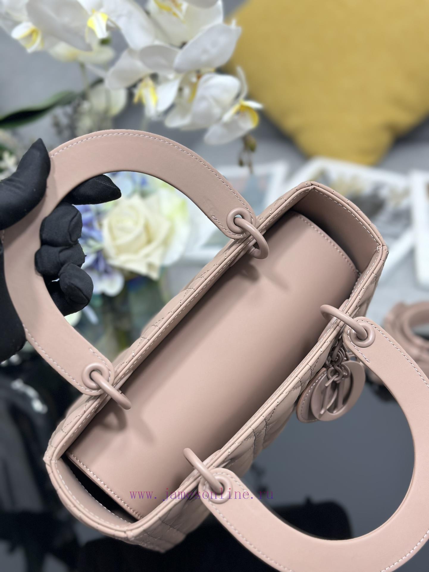 Lady Dior Five Grid Frosted Rattan Grain Cowhide Flip Style Handbag Paired With Shoulder Straps rt61jjva - Image 8