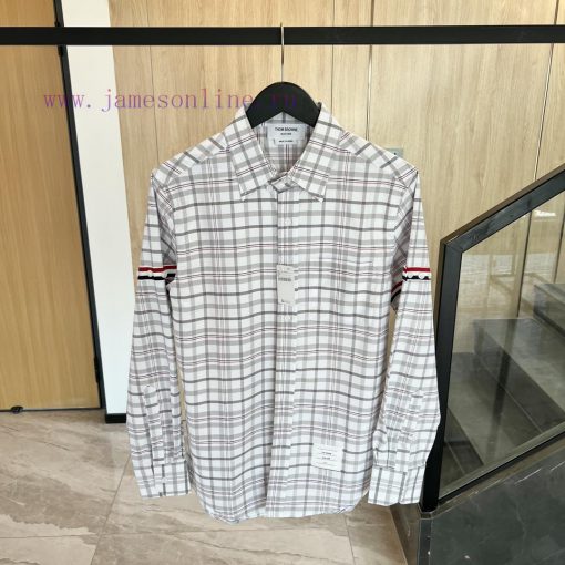 𝐓𝐇𝐎𝐌𝐁𝐑𝐎𝐖𝐍𝐄 | Tom Brown/Checkered Double Ribbon ShirtTB plaid double woven shirt for both menycz6u3qm