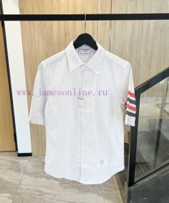 𝐓𝐇𝐎𝐌𝐁𝐑𝐎𝐖𝐍𝐄 Tom Brown | Color woven four bar short sleeved shirtTB light blue striped shirt u4un5xykn