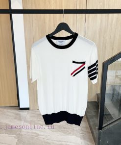 𝐓𝐇𝐎𝐌𝐁𝐑𝐎𝐖𝐍𝐄 Tom Brown | Pocket woven knitted short sleeved shirtTB Pocket Ribbon Knitted Shorxtyptnr2