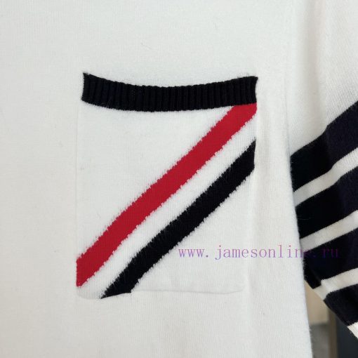 𝐓𝐇𝐎𝐌𝐁𝐑𝐎𝐖𝐍𝐄 Tom Brown | Pocket woven knitted short sleeved shirtTB Pocket Ribbon Knitted Shorxtyptnr2 - Image 7