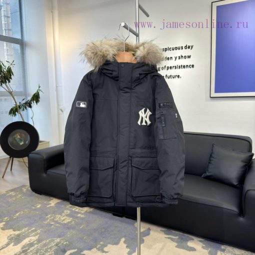 Authentic grade𝗠𝗹𝗕 New York Yankees logo big fur collar workwear down jacket/men's and women9ceycxq6