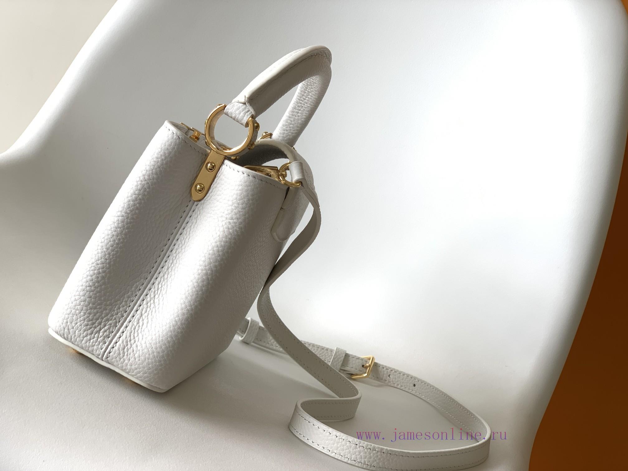 Louis Vuitton Bags Original SingleCOW LEATHERM56071 White Capucines Mini Handbag Made Of Imported Calf Leather Fro cmewhcgr - Image 3