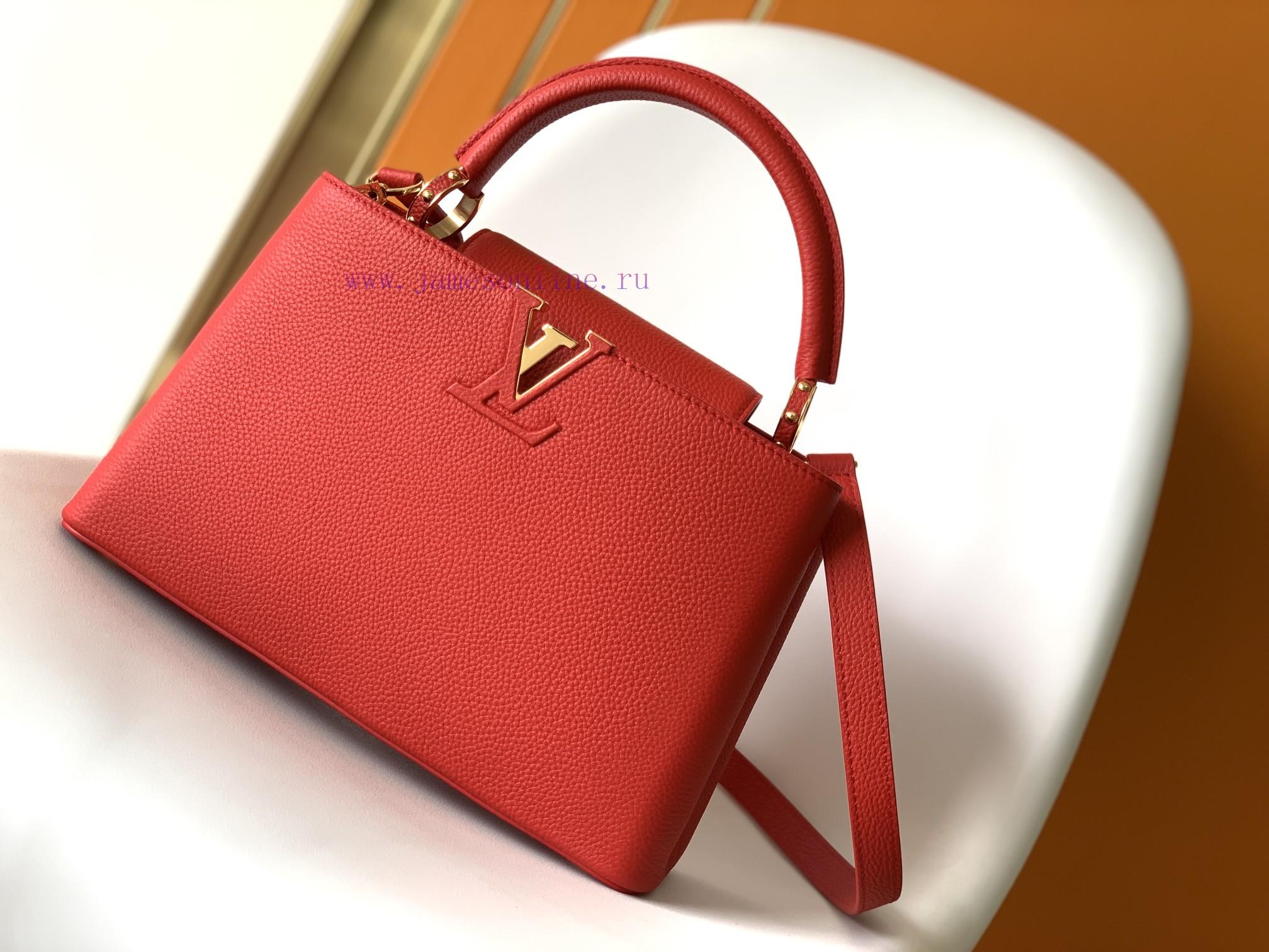 Louis Vuitton Bags Original SingleCOW LEATHERM59882 M42259 Red Medium Capucines BB Handbag Made Of Imported Calf L 5oop456s