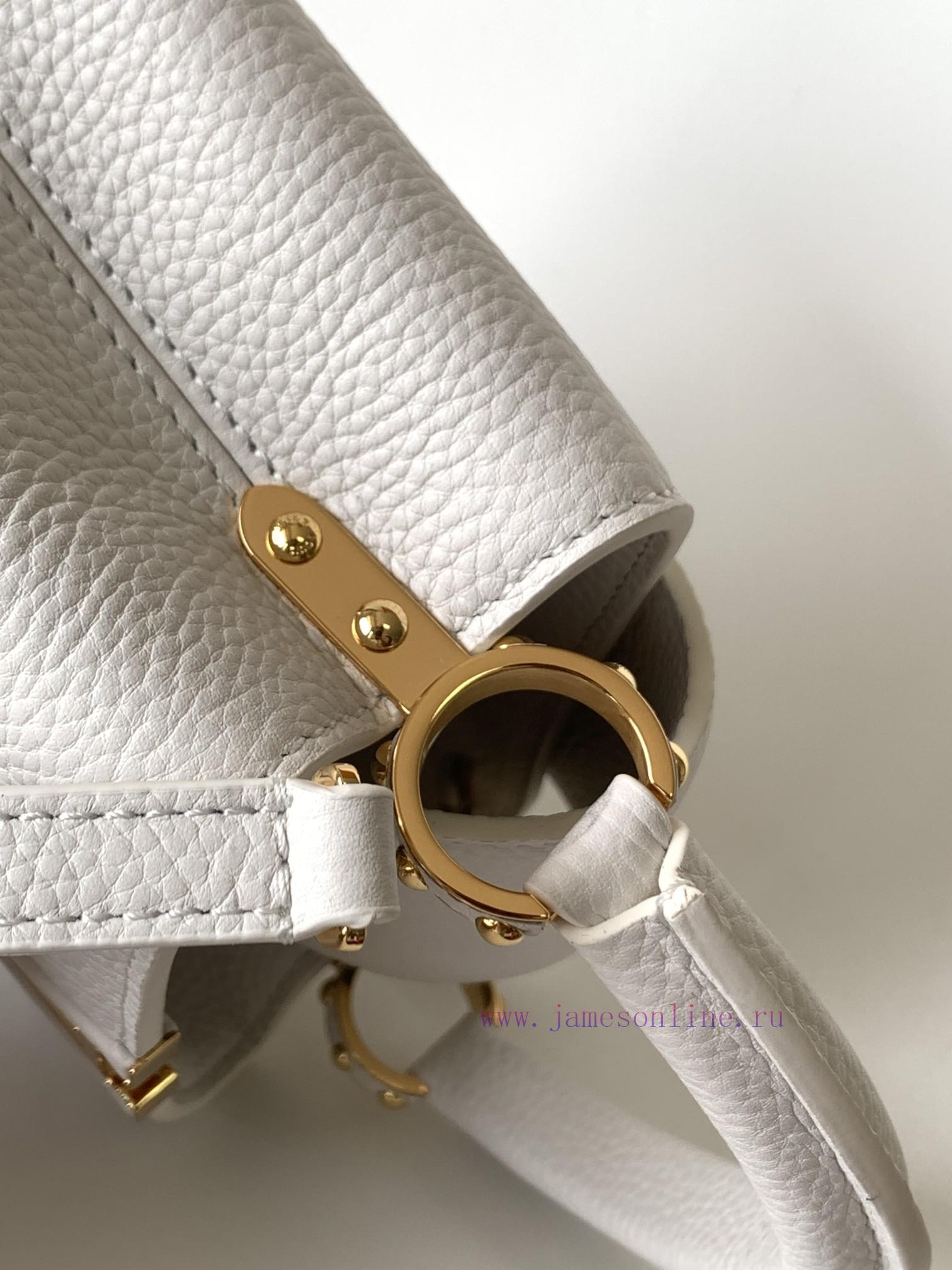 Louis Vuitton Bags Original SingleCOW LEATHERM56071 White Capucines Mini Handbag Made Of Imported Calf Leather Fro cmewhcgr - Image 7