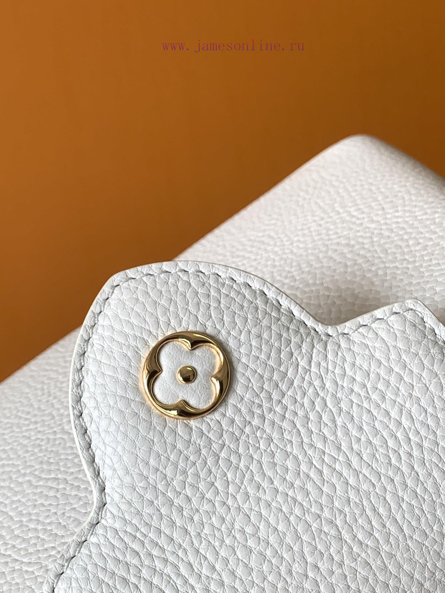 Louis Vuitton Bags Original SingleCOW LEATHERM56071 White Capucines Mini Handbag Made Of Imported Calf Leather Fro cmewhcgr - Image 8