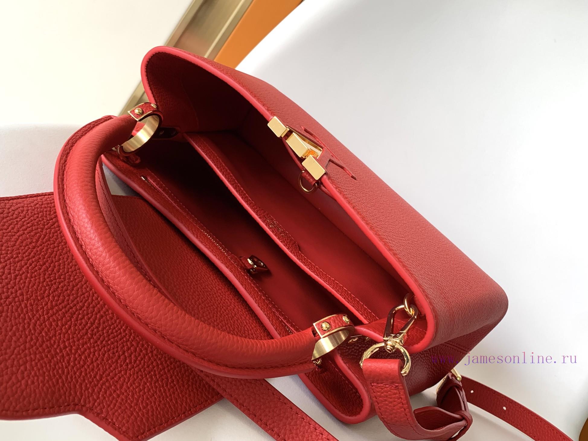 Louis Vuitton Bags Original SingleCOW LEATHERM59882 M42259 Red Medium Capucines BB Handbag Made Of Imported Calf L 5oop456s - Image 9