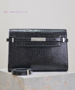 Yves Saint Laurent Bags Black silver button crocodile patternManhattan_29cmThe flip Manhattan baguette bag changes t trqewr1h
