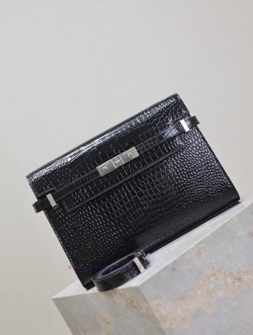 Yves Saint Laurent Bags Black silver button crocodile patternManhattan_29cmThe flip Manhattan baguette bag changes t trqewr1h - Image 3