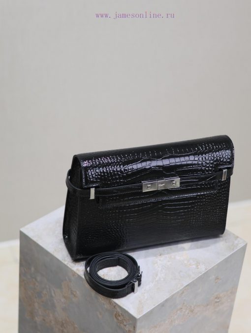 Yves Saint Laurent Bags Black silver button crocodile patternManhattan_29cmThe flip Manhattan baguette bag changes t trqewr1h - Image 6