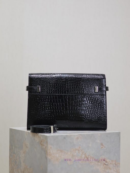 Yves Saint Laurent Bags Black silver button crocodile patternManhattan_29cmThe flip Manhattan baguette bag changes t trqewr1h - Image 7