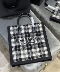 Yves Saint Laurent Bags Vertical version _ Black and white gridRive Gauche Tote Bag, Left Bank Shopping Bag ️, from mgyecojl