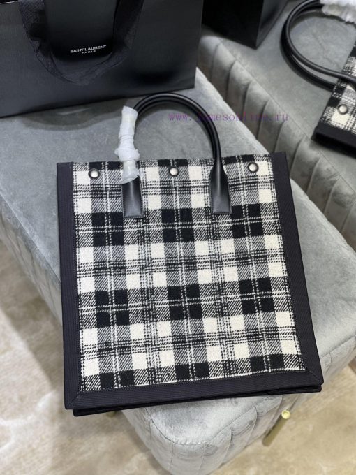 Yves Saint Laurent Bags Vertical version _ Black and white gridRive Gauche Tote Bag, Left Bank Shopping Bag ️, from mgyecojl - Image 9