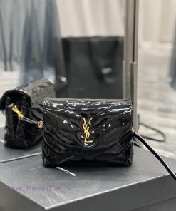Yves Saint Laurent Bags ▪ 𝑳𝑶𝑼𝑳𝑶𝑼 𝑴𝑰𝑵𝑰 ▪ New colorBlack patent leather with gold buckle_Imported Italian original ca ydlw7ny0