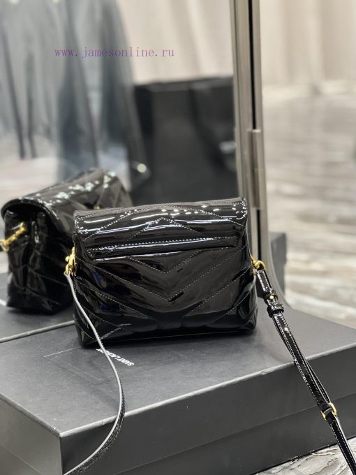 Yves Saint Laurent Bags ▪ 𝑳𝑶𝑼𝑳𝑶𝑼 𝑴𝑰𝑵𝑰 ▪ New colorBlack patent leather with gold buckle_Imported Italian original ca ydlw7ny0 - Image 7
