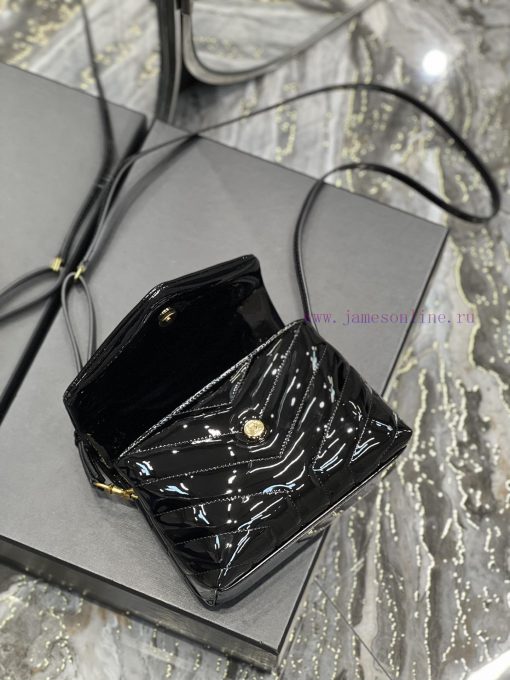 Yves Saint Laurent Bags ▪ 𝑳𝑶𝑼𝑳𝑶𝑼 𝑴𝑰𝑵𝑰 ▪ New colorBlack patent leather with gold buckle_Imported Italian original ca ydlw7ny0 - Image 9