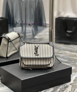 Yves Saint Laurent Bags Spring and summer cotton and linen stripes paired with leather for a la look 🧏 ‍️Popular Nik tum1v3a8