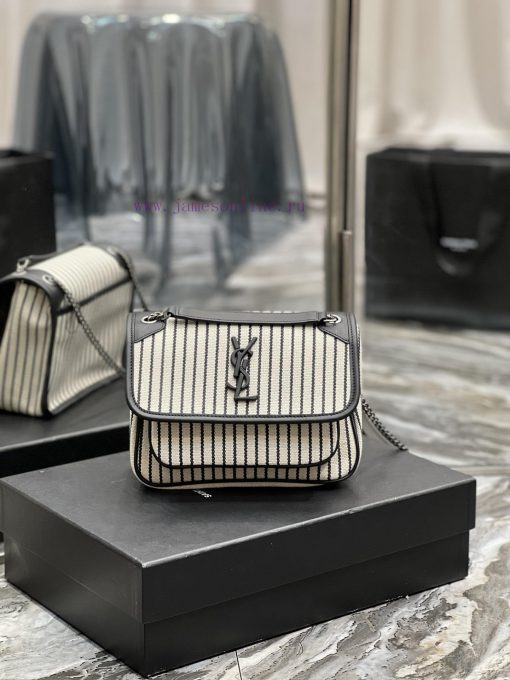 Yves Saint Laurent Bags Spring and summer cotton and linen stripes paired with leather for a la look 🧏 ‍️Popular Nik tum1v3a8 - Image 2