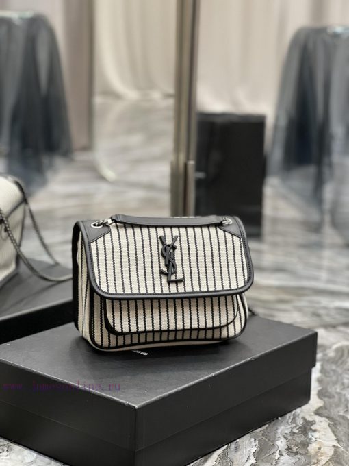 Yves Saint Laurent Bags Spring and summer cotton and linen stripes paired with leather for a la look 🧏 ‍️Popular Nik tum1v3a8 - Image 3