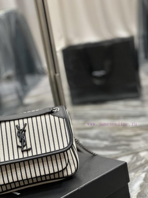 Yves Saint Laurent Bags Spring and summer cotton and linen stripes paired with leather for a la look 🧏 ‍️Popular Nik tum1v3a8 - Image 4