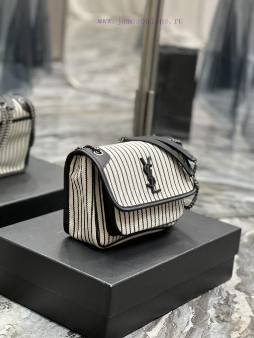 Yves Saint Laurent Bags Spring and summer cotton and linen stripes paired with leather for a la look 🧏 ‍️Popular Nik tum1v3a8 - Image 5