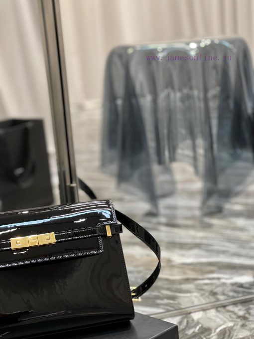 Yves Saint Laurent Bags 𝑴𝒂𝒏𝒉𝒂𝒕𝒕𝒖 Black patent leather gold buckle_The latest revision of the Manhattan baguette bag bbzb9xef - Image 4