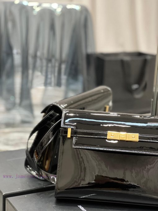Yves Saint Laurent Bags 𝑴𝒂𝒏𝒉𝒂𝒕𝒕𝒖 Black patent leather gold buckle_The latest revision of the Manhattan baguette bag bbzb9xef - Image 5
