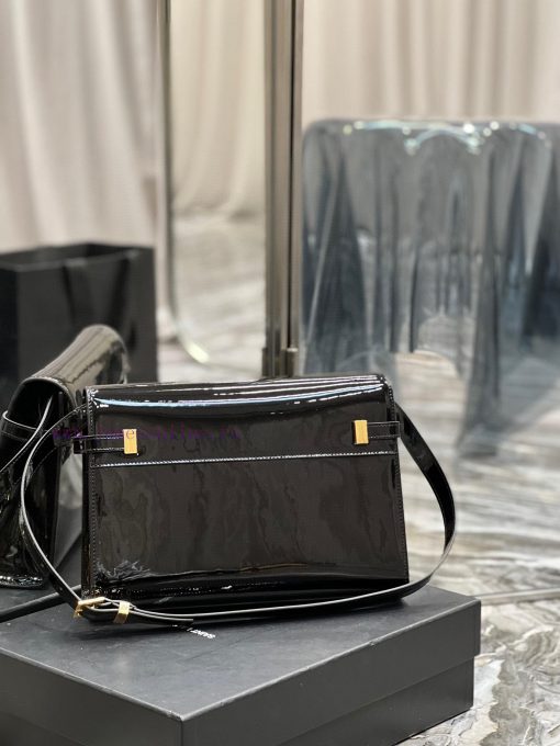 Yves Saint Laurent Bags 𝑴𝒂𝒏𝒉𝒂𝒕𝒕𝒖 Black patent leather gold buckle_The latest revision of the Manhattan baguette bag bbzb9xef - Image 7