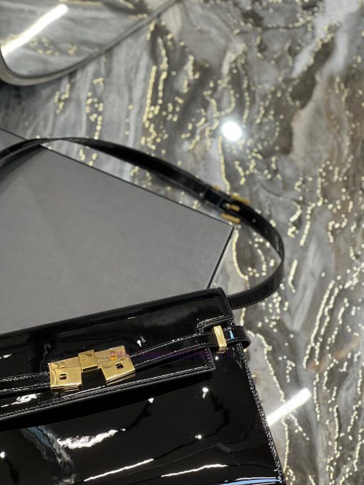 Yves Saint Laurent Bags 𝑴𝒂𝒏𝒉𝒂𝒕𝒕𝒖 Black patent leather gold buckle_The latest revision of the Manhattan baguette bag bbzb9xef - Image 9