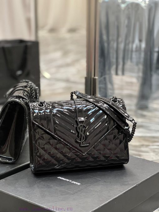 Yves Saint Laurent Bags Envelope black patent leather with black buckleMedium stitched genuine leather envelope bagC udyikzhd - Image 3