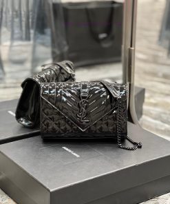 Yves Saint Laurent Bags Envelope black patent leather with black buckleSmall Quilted Leather Envelope BagClassic is zx15ovi5