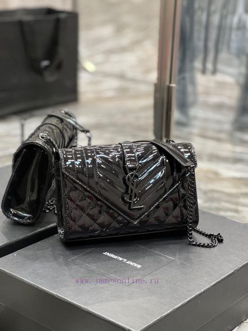 Yves Saint Laurent Bags Envelope black patent leather with black buckleSmall Quilted Leather Envelope BagClassic is zx15ovi5 - Image 3