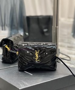 Yves Saint Laurent Bags ▪ 𝑳𝑶𝑼𝑳𝑶𝑼 𝑴𝑰𝑵𝑰 ▪ New colorBlack patent leather with gold buckle_Imported Italian original ca c6ye2laj
