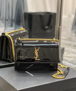 Yves Saint Laurent Bags 𝑺𝒖𝒏𝒔𝒆𝒕 𝟮𝟮𝒄𝒎Black patent leather gold buckleThe unbeatable classic sunset bag has been popula ppinrqy2