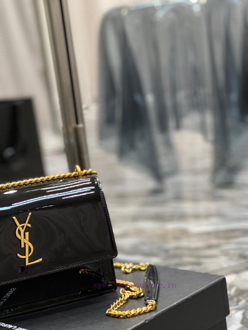 Yves Saint Laurent Bags 𝑺𝒖𝒏𝒔𝒆𝒕 𝟮𝟮𝒄𝒎Black patent leather gold buckleThe unbeatable classic sunset bag has been popula ppinrqy2 - Image 4
