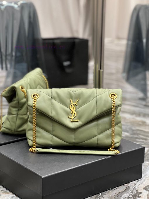 Yves Saint Laurent Bags Avocado Green Gold Button𝙇𝙤𝙪𝙡𝙤𝙪𝙋𝙪𝙛𝙛𝙚𝙧 Quilted lamb leather bag, made of 100% lambskin, with 9iprkcvy