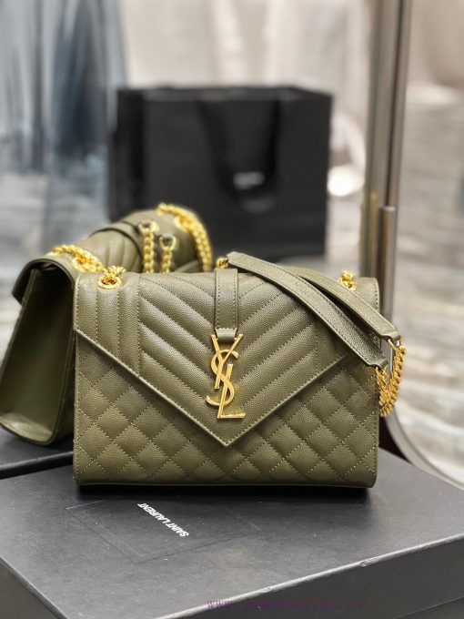 Yves Saint Laurent Bags Envelope Green Gold BuckleMedium grained embossed quilted genuine leather envelope bagClassi jwvc4kpd - Image 2