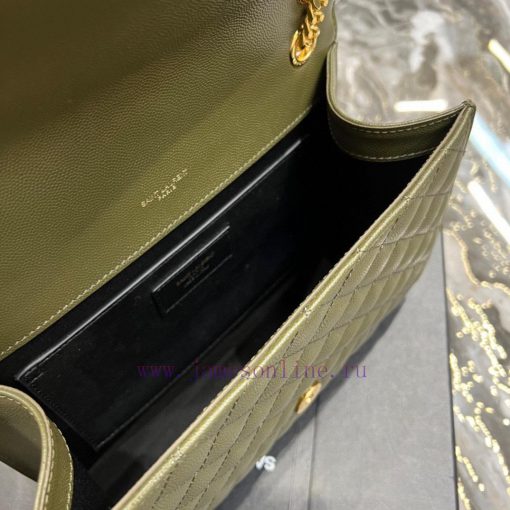 Yves Saint Laurent Bags Envelope Green Gold BuckleMedium grained embossed quilted genuine leather envelope bagClassi jwvc4kpd - Image 10